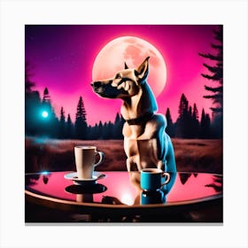 Dog With Cup Of Coffee Canvas Print