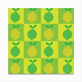 Checkered Lime Green and Yellow Lemons Canvas Print