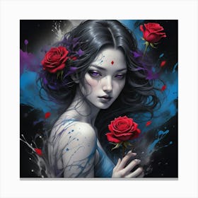 Woman With Roses Canvas Print