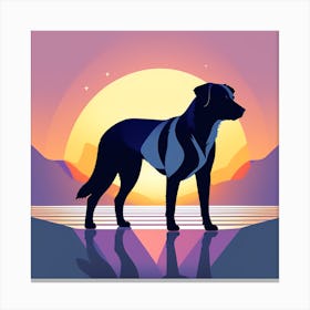 Silhouette Of Dog At Sunset, Rottweiler, colorful dog illustration, dog portrait, animal illustration, digital art, pet art, dog artwork, dog drawing, dog painting, dog wallpaper, dog background, dog lover gift, dog décor, dog poster, dog print, pet, dog, vector art, dog art Canvas Print