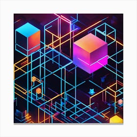 Neon Cubes Canvas Print