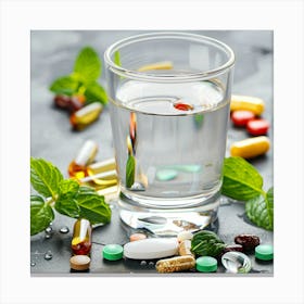 Glass Of Water With Pills Canvas Print