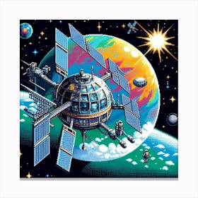 8-bit space station 3 Canvas Print