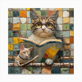 Cat Reading A Book 3 Canvas Print