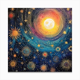 Moon And Stars 1 Canvas Print