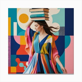 Flowing Colors and Books in Balance Canvas Print