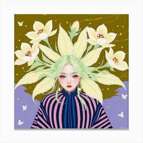 Girl With Flowers Canvas Print