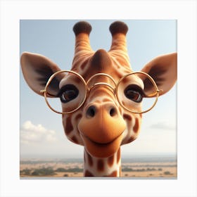 Giraffe With Glasses 3 Canvas Print