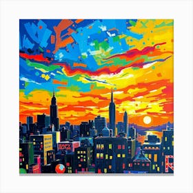 Sunset In New York City 4 Canvas Print