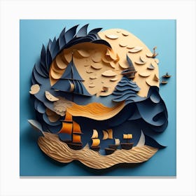 Paper art navy 02 Canvas Print