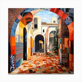 Bohemian Contemporary Art Print - Patterned Archways With Colourful Tiles Canvas Print