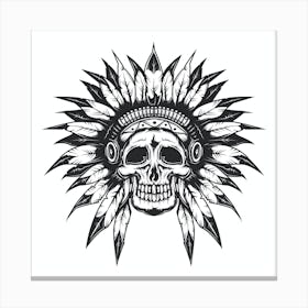 Skull With Feathers Canvas Print