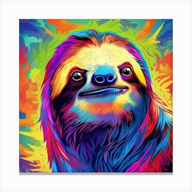 Maraclemente Hand Drawn Sloth Vibrant Primary Colors Seamless P 84e34b78 B678 4008 Bb57 40d4ab3ecd49 Canvas Print