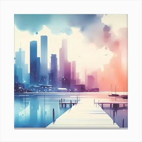 Watercolor Cityscape 1 Canvas Print