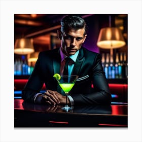 Man With Cocktail Canvas Print