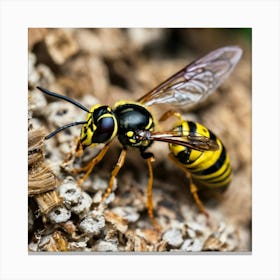 Wasp On Wood Canvas Print