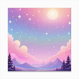Sky With Twinkling Stars In Pastel Colors Square Composition 1 Canvas Print