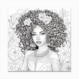 Afro Girl With Flowers 9 Canvas Print