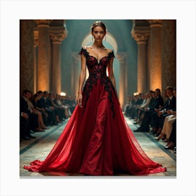 Woman In A Red Gown 2 Canvas Print