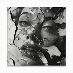 Portrait Of A shattered Woman face Canvas Print