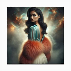 Woman In A Fur Coat Canvas Print