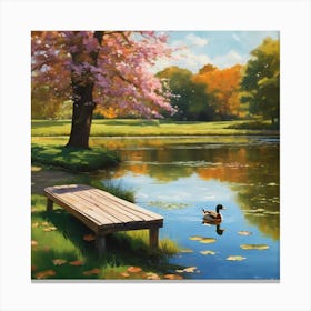 Ducks In The Pond Canvas Print