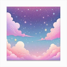 Sky With Twinkling Stars In Pastel Colors Square Composition 138 Canvas Print