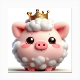 Pig With Crown Canvas Print