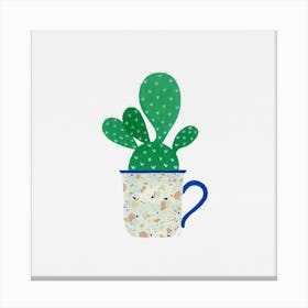 Cactus Houseplant Tea Cup Painting Canvas Print