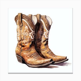 Cowgirl Boots Illustration Colourful 1 Canvas Print