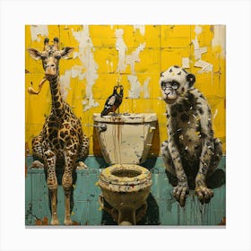 Giraffes In The Toilet 8 Canvas Print