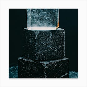 Ice Block On Black Background Canvas Print