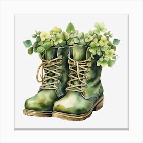Boots With Shamrocks 5 Canvas Print