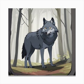 Wolf In The Woods 26 Canvas Print