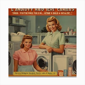 Default Default Vintage And Retro Laundry Ad Aesthetic With Cl 1 Canvas Print
