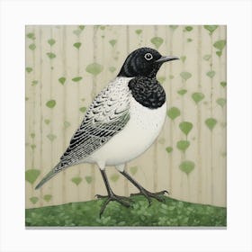 Ohara Koson Inspired Bird Painting Lark 1 Square Canvas Print