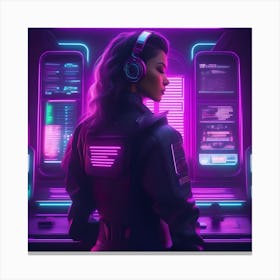 Futuristic Girl With Headphones Canvas Print