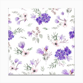 Geranium Flowers White Purple Canvas Print