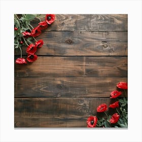 Anzac Day Wooden Table From Above Banner Texture Canvas Print