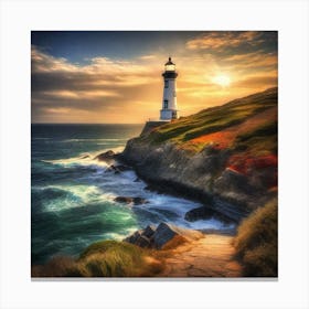 Lighthouse At Sunset 7 Canvas Print