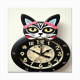 Frida Kahlo Cat Clock Canvas Print