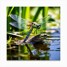 Nature Dragonfly Mating Couple Insect Sitting Duck Pond Lively Dvd Fauna Wild Animal Gras (12) Canvas Print