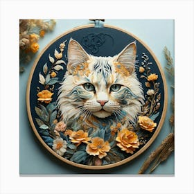 Cat With Flowers 6 Canvas Print