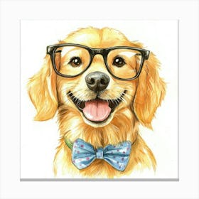 Golden Retriever With Glasses 2 Canvas Print