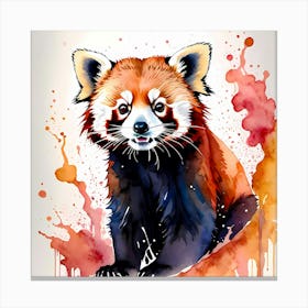 Red Panda Watercolor Art Canvas Print