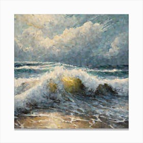An Artistic Painting Depicting Beach Waves (2) Canvas Print
