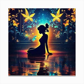 Meditating Woman With Butterflies Canvas Print