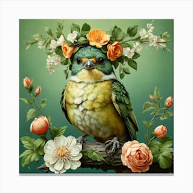 Bird In A Flower Crown 2 Canvas Print