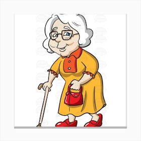 Old Lady With Cane Canvas Print