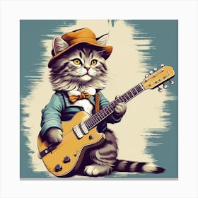 A cat playing a guitar 8 Canvas Print